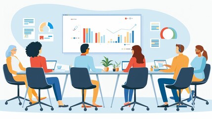 An engaged HR team conducting a compensation review meeting, sleek conference room, collaborative atmosphere, professional setting