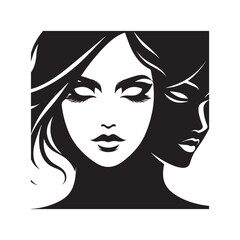 Beauty woman,black logo in minimalist and modern style