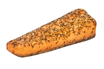 Smoked Salmon and dill seed isolated on transparent background PNG cut out