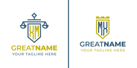 Letters MX and XM Legal Defense Logo, Perfect for Law Firms and Attorneys