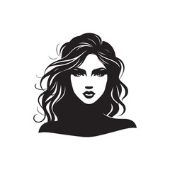 Beauty woman,black logo in minimalist and modern style