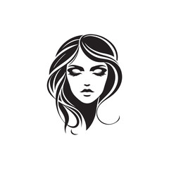 Beauty woman,black logo in minimalist and modern style