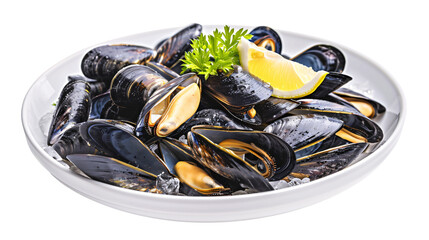 Fresh mussels with lemon and parsley