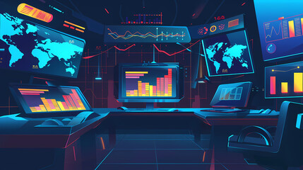 Obraz premium Market trade binary option trading platform, space for text, vector illustration