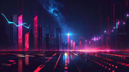 Market trade binary option trading platform, space for text, vector illustration