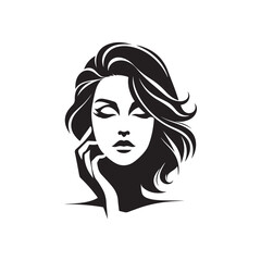Beauty woman,black logo in minimalist and modern style