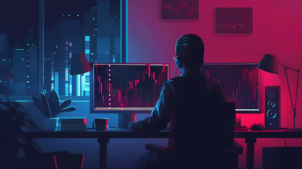 Online trading on stock exchange at home isometric vector image