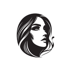 Beauty woman,black logo in minimalist and modern style
