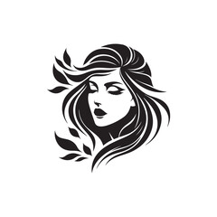 Beauty woman,black logo in minimalist and modern style