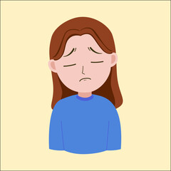 Illustration vector graphic of girl showing her sad emotion, good for introducing expression  