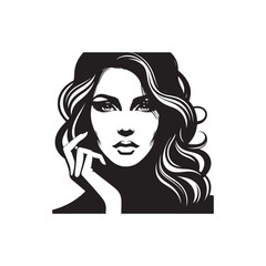 Beauty woman,black logo in minimalist and modern style