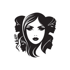 Beauty woman,black logo in minimalist and modern style