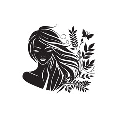 Beauty woman,black logo in minimalist and modern style