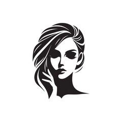 Beauty woman,black logo in minimalist and modern style