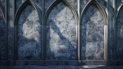 Naklejka premium Gothic-inspired screen wall with pointed arches and shadow play for dramatic effect