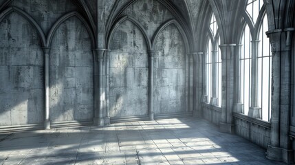 Obraz premium Gothic-inspired screen wall with pointed arches and shadow play for dramatic effect