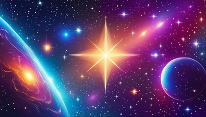 Fototapeta premium Star and galaxy, space background - Illustration