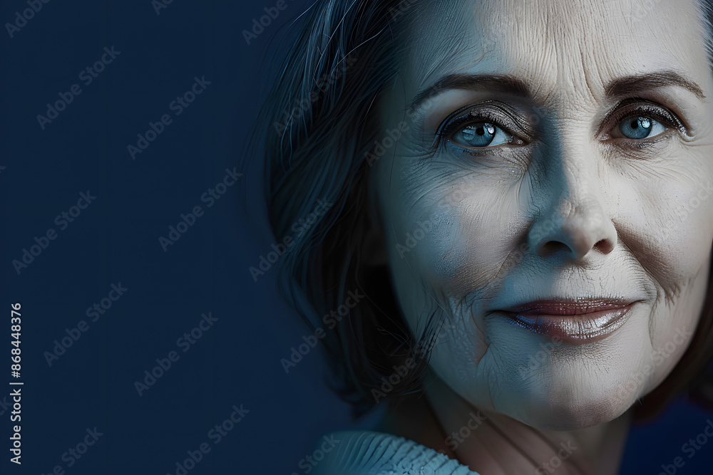 Sticker mature woman with gracefully aging skin