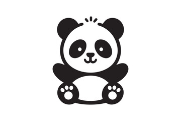 Panda silhouette vector with white background 
