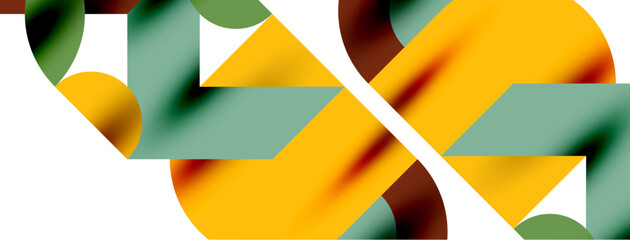 Metal color circles with shadows and other geometric elements composition for wallpaper, banner, background or landing