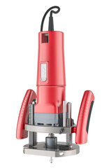 Red Plunge Woodworking Router, 3D rendering isolated on transparent background