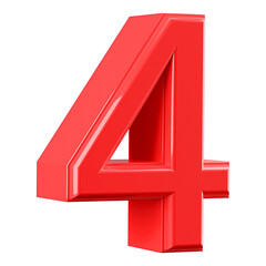 Fototapeta premium Red 3D Number 4