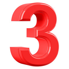 Red 3D Number 3