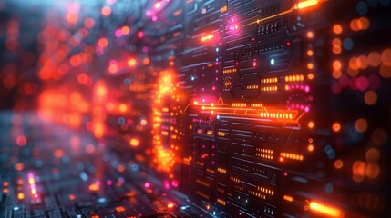 Obraz premium Create a series of neon programming symbols, including shining code