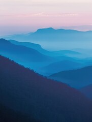 Fototapeta premium Minimalist Mountain. Beautiful Layers of Australian Nature Mountains at Dusk