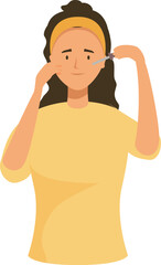 Skincare routine concept with a young woman applying a cosmetic serum on her face