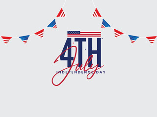 Fototapeta premium 4th July Independence Day word mark design. Font. Handwritten. Independence Day vector typography text template. 4th of July Independence Day banner text design. 