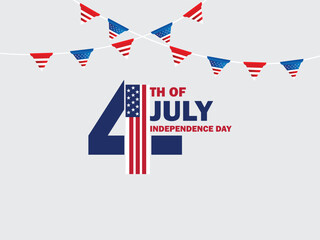 Fototapeta premium Independence Day typography vector. Background design. 4th of July Independence Day lettering typography design. 4th of July word mark design with USA flag.