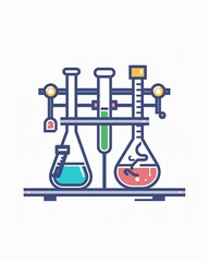Scientific research to gain knowledge. Science illustration design art isolated on a white background
