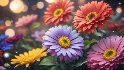Fototapeta premium Radiant Floral Symphony: A Vibrant Tapestry of Blossoms