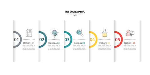 Timeline Creator infographic template. 5 Step timeline journey, calendar Flat simple infographics design template. presentation graph. Business concept with 5 options, gantt vector illustration.