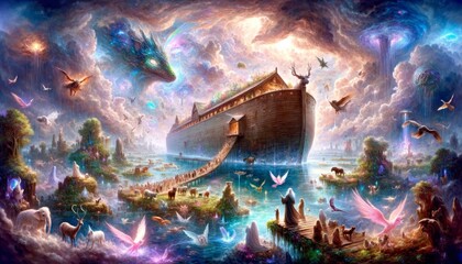Obraz premium Heavenly Noah's Ark Scene