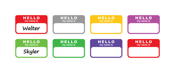 Name badge templates set: Hello my name is blank