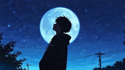 boy and blue moon