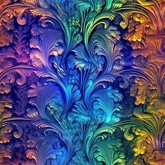 a colorful background with swirls and leaves