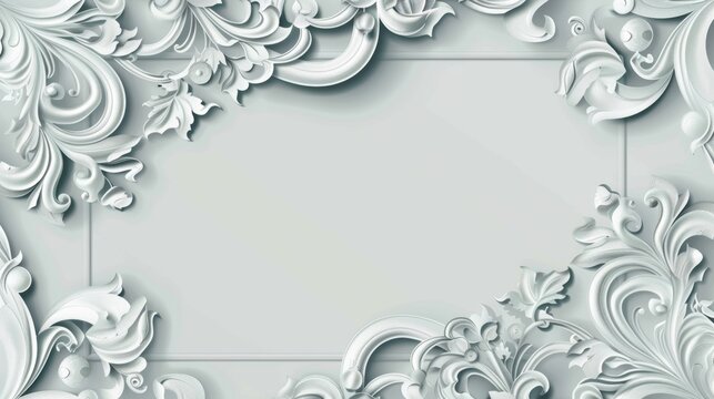 Vector frame for wedding invitations, postcards, greeting cards, certificates in elegant gray tones. Background design with swirls and decorative elements for sophisticated stationery formal events