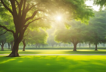 green lawn in the morning