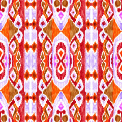 Ethnic abstract art ikat. Seamless ornamental print. Geometric ethnic pattern seamless color oriental. Design for background, curtains, carpets, wallpaper, clothes, packaging, batik.