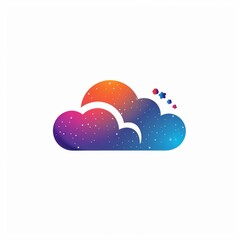 Illustration of a bright colorful logo for cloud storage. Multicolored cloud on a white background.
