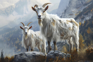 Obraz premium photo of a goat couple AI generatives