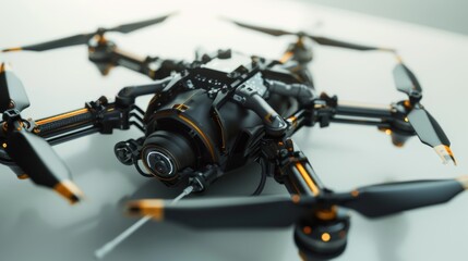 Fototapeta premium Military surveillance drone against a light background.