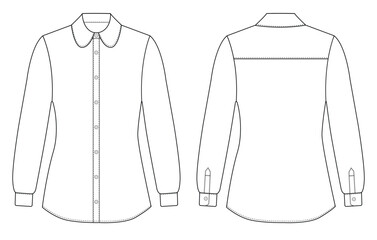 Women Long Sleeve Formal Shirt Cad Template for Women  vector illustration