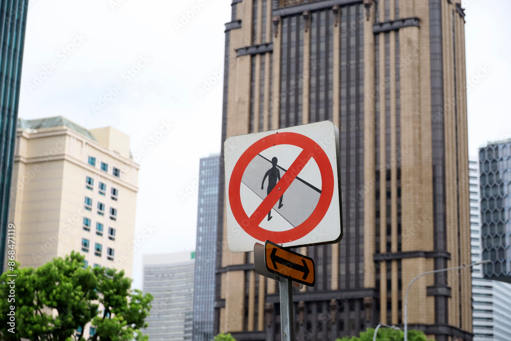 Wall mural traffic sign which means no entry here, pedestrians are prohibited from passing.