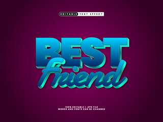 best friend editable text effect in kids and colorful text style