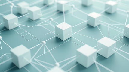 Obraz premium Abstract geometric shapes with connecting lines in a light, minimalistic digital space