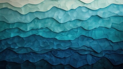 Obraz premium Screen wall featuring layers of laser-cut felt in a gradient from deep blue to turquoise, providing both artistic flair and privacy